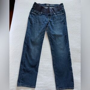 Levi's Dark Blue Straight-Leg Maternity Jeans with Black Waist Panel
